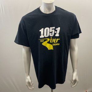 105.1 The River Niagara Radio Station T Shirt Size XL Black Cotton Short Sleeve